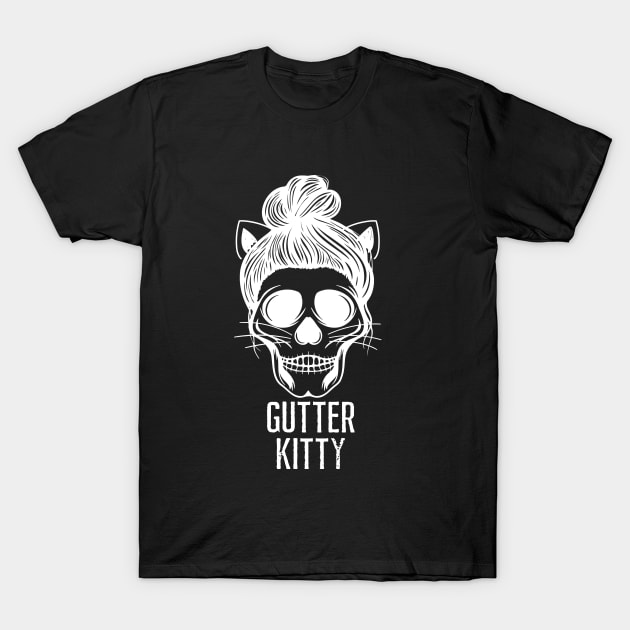 Gutter Kitty Skull White T-Shirt by Sex, Lies and Parenthood